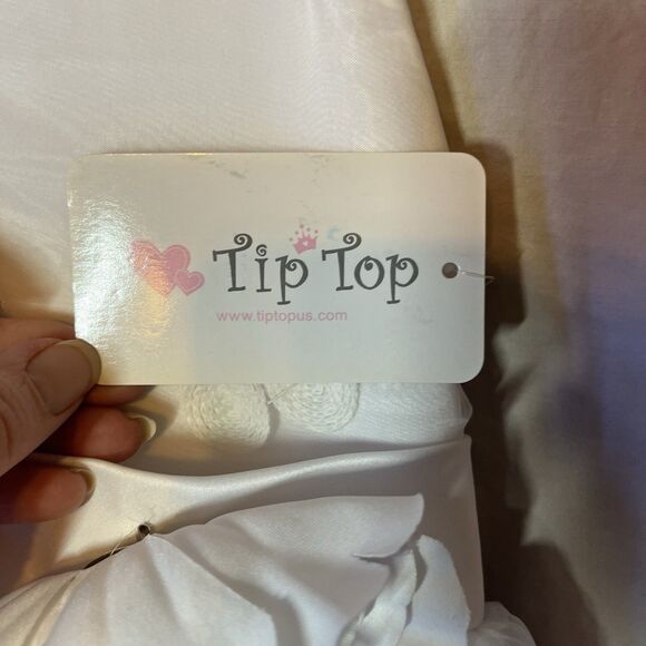 Tip Top Little Girls Dress White With White/pink Flowers Special Occasion Size 6 - Picture 3 of 6